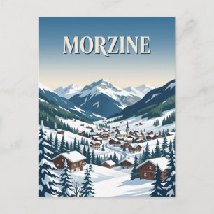 Morzine Frankrijk Besneeuwde Alpenberg Kerstmis Po Briefkaart