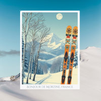 Morzine Frankrijk skigebied retro Briefkaart