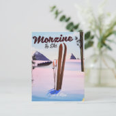 Morzine, Franse Alpen skiposter Briefkaart (Staand voorkant)