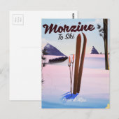 Morzine, Franse Alpen skiposter Briefkaart (Voorkant / Achterkant)