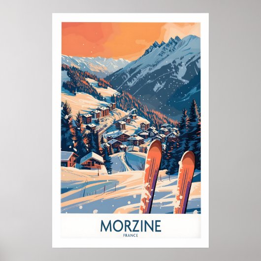 Morzine Muur Kunst Poster - Ski Print 1 (Voorkant)