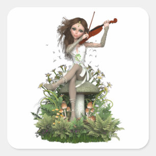 Mos Agaat Fairy ~ Melodie Vierkante Sticker
