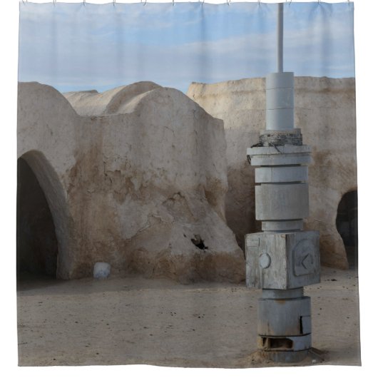 Mos Espa op planeet Tatooine. Douchegordijn (Voorkant)