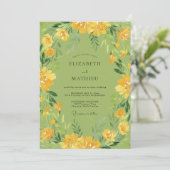Mos Geel Wilde Bloemen Bruiloft Kaart (Staand voorkant)