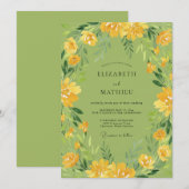 Mos Geel Wilde Bloemen Bruiloft Kaart (Voorkant / Achterkant)
