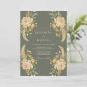 Mos Goud Botanische Aquarel Bruiloft Kaart (Staand voorkant)
