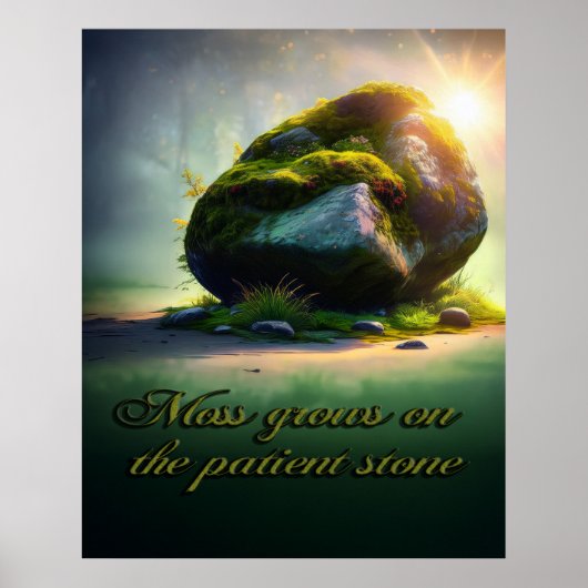 Mos groeit op de geduldige steen poster (Voorkant)