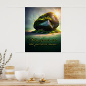 Mos groeit op de geduldige steen poster (Keuken)