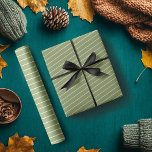 Mos Groen en Wit Dun Horizontaal Gestreept Cadeaupapier<br><div class="desc">Mos Groen en Wit Dun Horizontaal Gestreept Verpakkingsdocument</div>