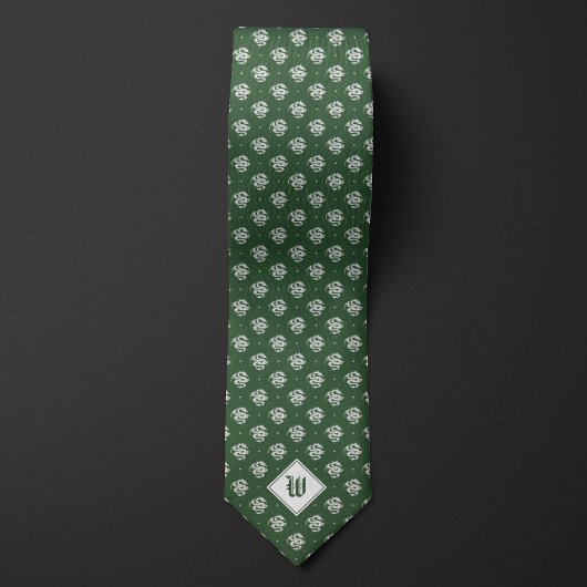 Mos Groen Iconisch Dragon Monogram Stropdas