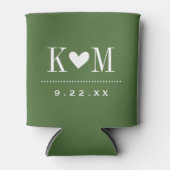Mos Groen Modern Huwelijk Monogram Blikjeskoeler (Voorkant)