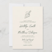 Mos Groen Moderne Shell Strand Bestemming Bruiloft Kaart (Voorkant)