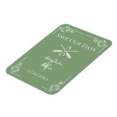 Mos Groen Monogram en Pijlen Bewaar de Datum Magneet (Linkerzijde)