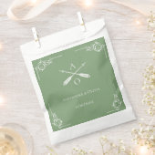 Mos Groen Monogram en Pijlen Bruiloft Bedankzakje (Geknipt)