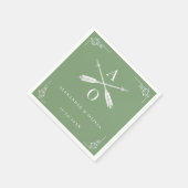 Mos Groen Monogram en Pijlen Bruiloft Servet (Hoek)