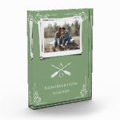 Mos Groen Monogram en Pijlen Passen getrouwd Fotoblokken (Links)