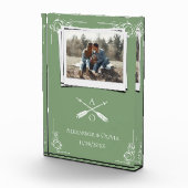 Mos Groen Monogram en Pijlen Passen getrouwd Fotoblokken (Rechts)