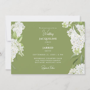 Mos Groen Wit Hydrangeas Bruiloft Kaart