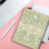 Mos Groen & Wit Pastel Bloemen Gepersonaliseerd Notitieboek