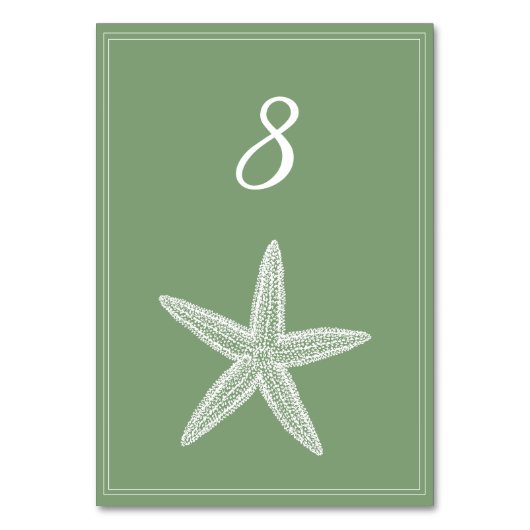 Mos Groene Zeestervis Tafelnummer Kaart (Voorkant)