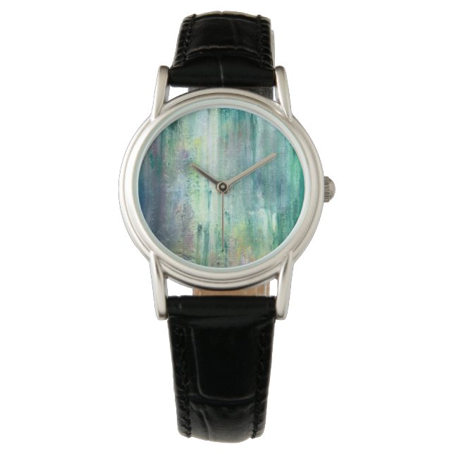 Mos-Handgeschilderde Abstracte Kunst Horloge (Voorkant)