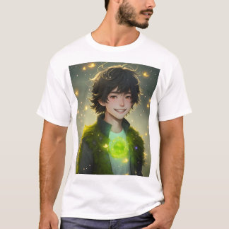 Mos Jongen Magisch Bos Anime Kunst T-Shirt