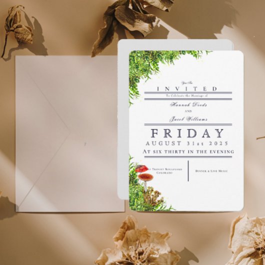 Mos & Paddenstoelen Magische Bos bruiloft uitnodig Kaart