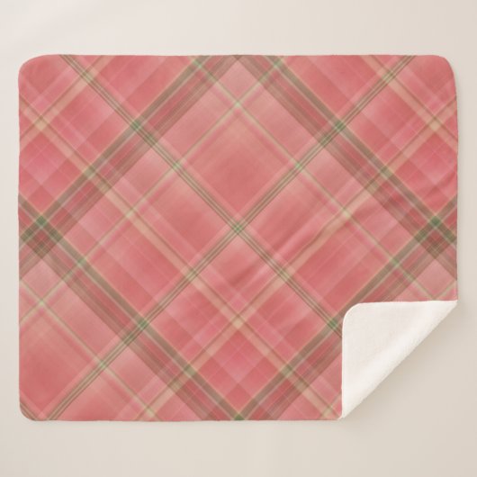 Mos Roos Roze en Groen Plaid Sherpa Deken (Voorkant (horizontaal))
