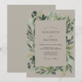 Mos Taupe Blad Bruiloft Kaart (Voorkant / Achterkant)
