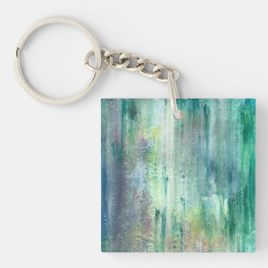 Mosachtige handgeschilderde abstracte kunst sleutelhanger (voorkant)