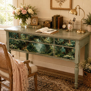 Mosachtige Oude Boom Boog Betoverd Pad Decoupage Tissuepapier