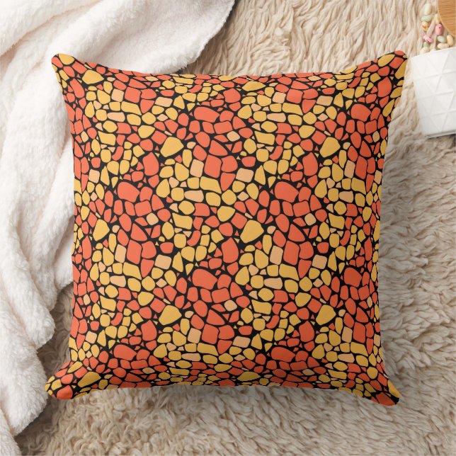 Mosaic abstract pattern tile yellow orange black kussen (Deken)