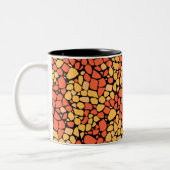 Mosaic abstract pattern tile yellow orange black tweekleurige koffiemok (Links)