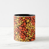 Mosaic abstract pattern tile yellow orange black tweekleurige koffiemok (Center)