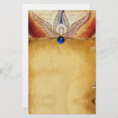 MOSAIC ANGEL Brown Parchment Blue Sapphire Briefpapier (Voorkant / Achterkant)