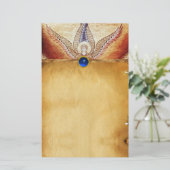 MOSAIC ANGEL Brown Parchment Blue Sapphire Briefpapier (Staand voorkant)