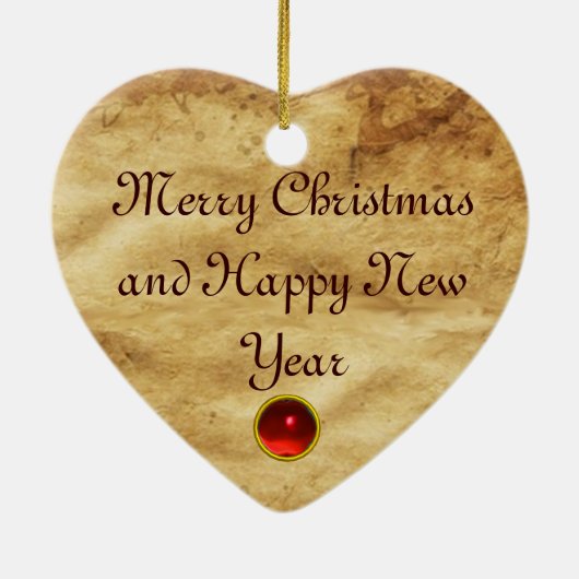 MOSAIC ANGEL Brown Parchment, Red Ruby Keramisch Ornament (Achterkant)