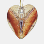 MOSAIC ANGEL Brown Parchment, Red Ruby Keramisch Ornament (Links)