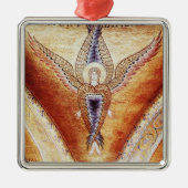 MOSAIC ANGEL Brown Parchment, Red Ruby Metalen Ornament (Voorkant)