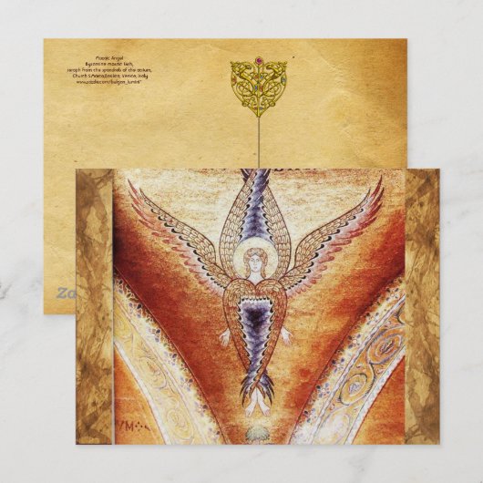 MOSAIC ANGEL, bruin perkament Briefkaart (Voorkant / Achterkant)