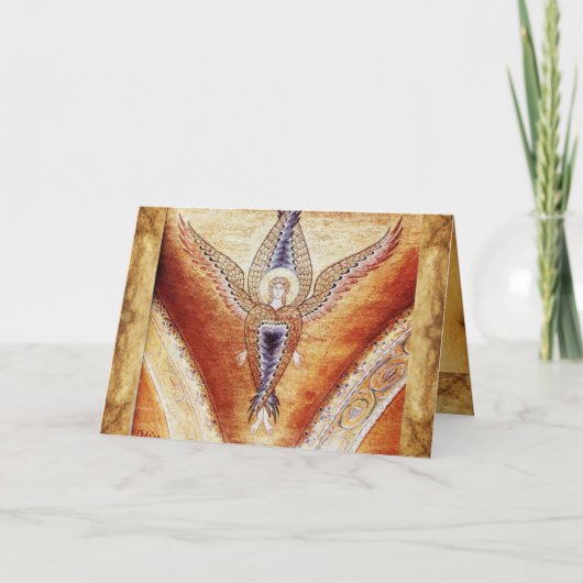 MOSAIC ANGEL, bruin perkament Feestdagen Kaart (Voorkant)