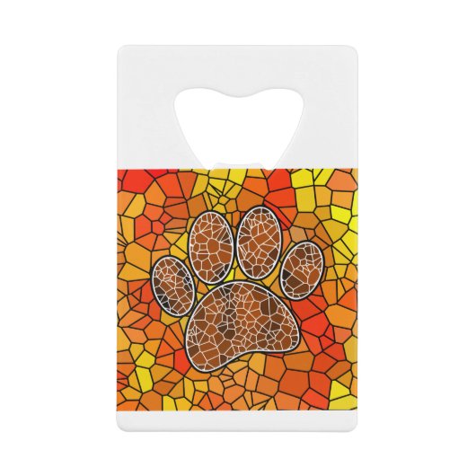 Mosaic Art Dog Paw Print Creditkaart Flessenopener (Voorkant)