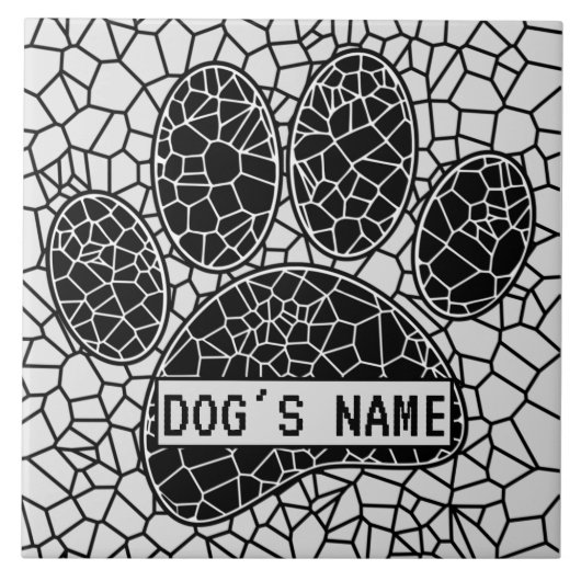 Mosaic Art Dog Paw Print Custom Name Tegeltje (Voorkant)