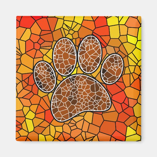 Mosaic Art Dog Paw Print Magneet (Voorkant)