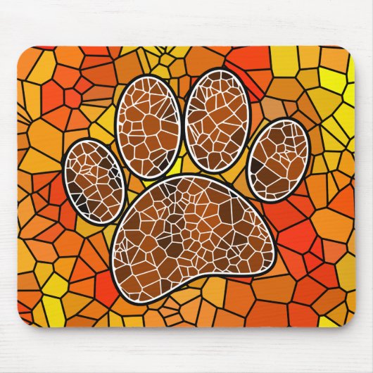 Mosaic Art Dog Paw Print Muismat (Voorkant)