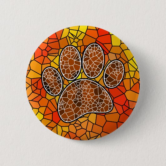Mosaic Art Dog Paw Print Ronde Button 5,7 Cm (Voorkant)