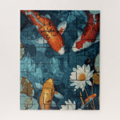 Mosaic Art Koi Fish Pond illustration design Legpuzzel (Verticaal)