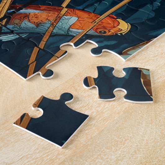 Mosaic Art Koi Fish Pond illustration design Legpuzzel (Zijkant)