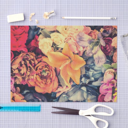 Mosaic Autumn Flowers Tissue Paper Tissuepapier (Craft)