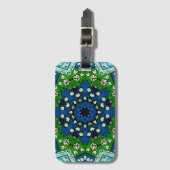 Mosaic Blue Green Hippie Boho Mandala Bagagelabel (Voorkant (verticaal))